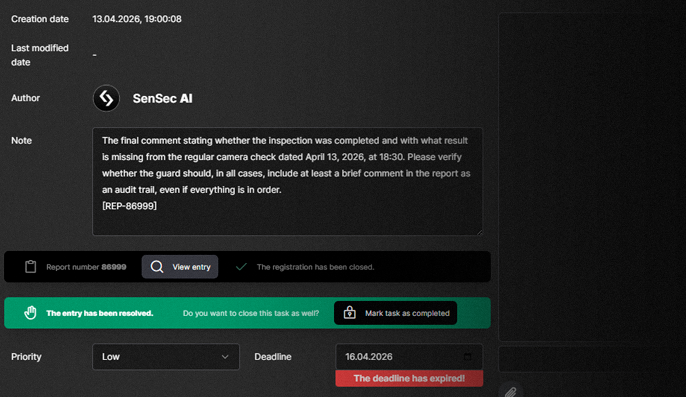 Supervisor console with incident sign-off inside the record